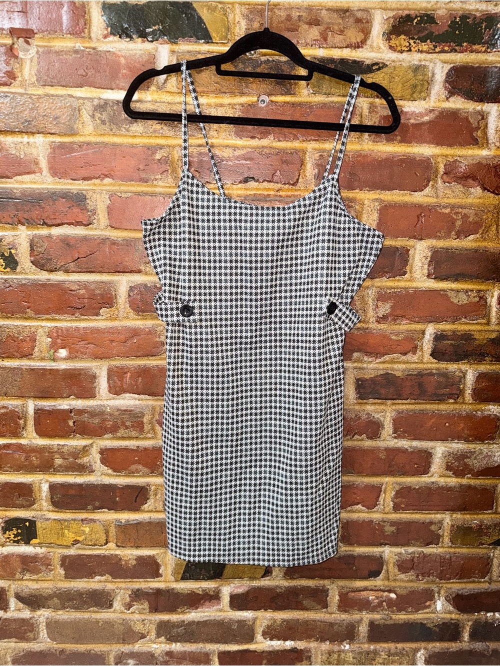 Just Polly New York Houndstooth Spaghetti Strap Dress, Size XL